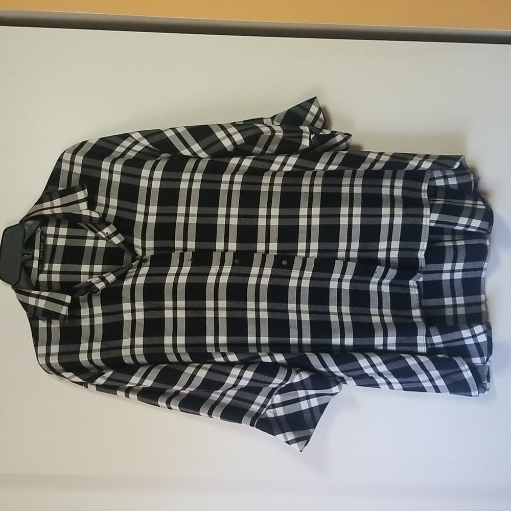 ❤❤ Zara Basic Collection Plaid 3/4 Sleeve High Low Hem Top -  Size S
